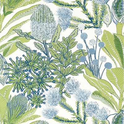 Thibaut Protea Wallpaper in Green & Blue